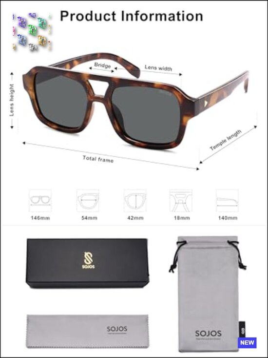 Retro Square Aviator Sunglasses Polarized Unisex Trendy 80s 90s Style main image 7